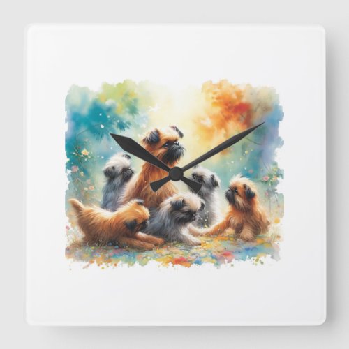 Brussels Griffon 030624AREF110 _ Watercolor Square Wall Clock