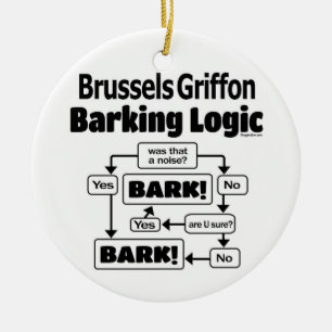 Brussels Griffon Barking Logic Ceramic Ornament