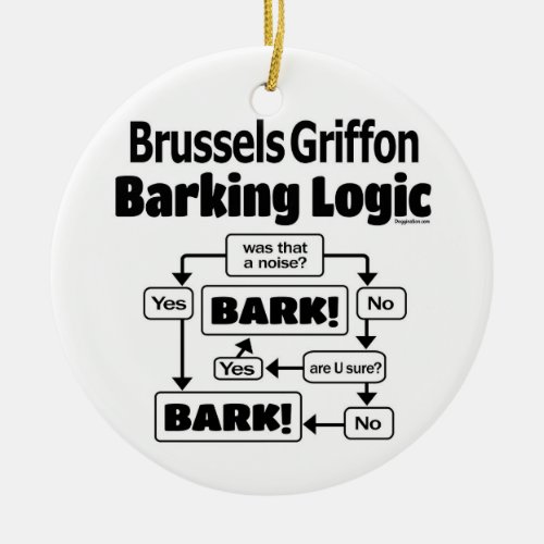 Brussels Griffon Barking Logic Ceramic Ornament