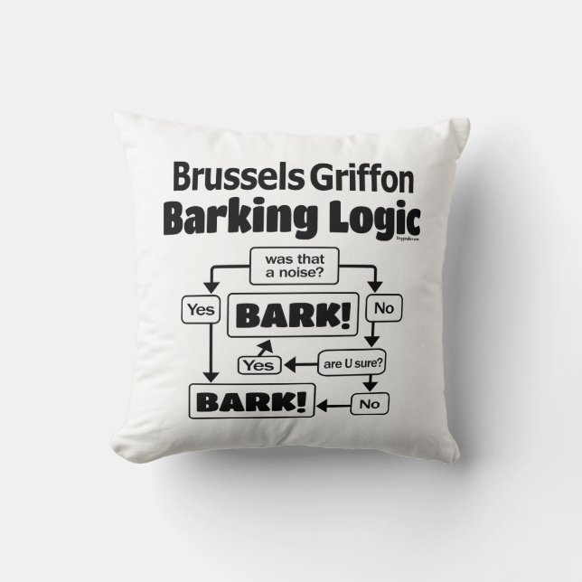 Brussels Griffon Barking Logic Throw Pillow (Front)