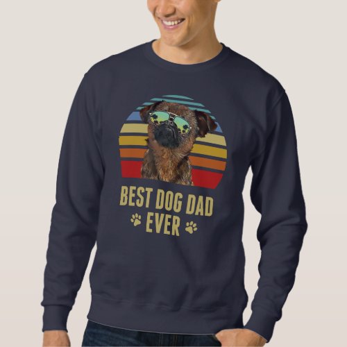 Brussels Griffon Best Dog Dad Ever Retro Sunset  Sweatshirt
