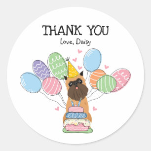 Brussels Griffon Birthday Party Favor Tags Sticker