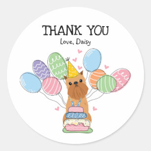Brussels Griffon Birthday Party Favor Tags Sticker