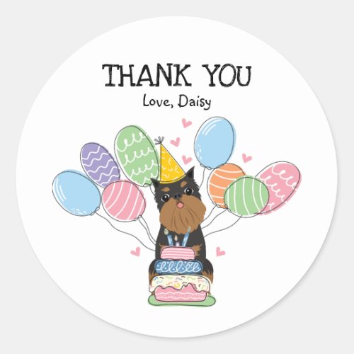 Brussels Griffon Birthday Party Favor Tags Sticker
