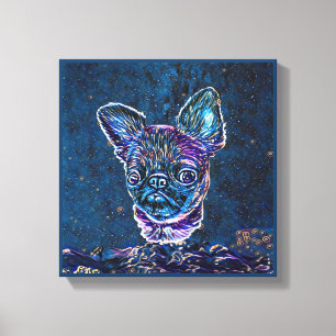 Brussels griffon Blue Starry Night Painting Style Canvas Print