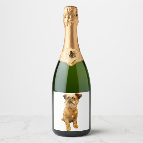 Brussels Griffon Bruxellois Cute Puppy Dog  Sparkling Wine Label