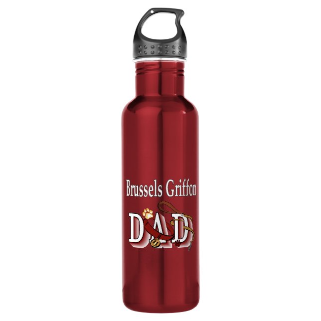Brussels Griffon Dad Stainless Steel Water Bottle (Front)