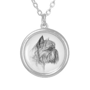 Brussels Griffon Dog Art  Silver Plated Necklace