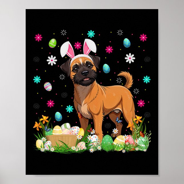 Brussels Griffon Dog Easter Egg Hunt Bunny Ear Hap Poster (Front)