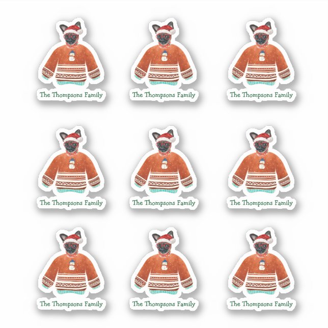 Brussels Griffon Dog Family Ugly Christmas Sweater Sticker (Front)