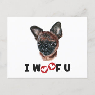 Brussels Griffon Dog I Woof You Invitation Postcard
