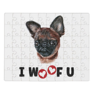 Brussels Griffon Dog I Woof You Jigsaw Puzzle