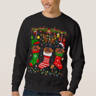 Brussels Griffon Dog In Christmas Socks Lights Xma Sweatshirt