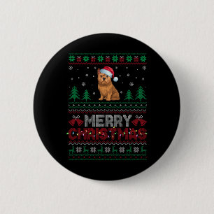 Brussels Griffon Dog Lovers Santa Hat Christmas Tr Button