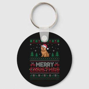 Brussels Griffon Dog Lovers Santa Hat Christmas Tr Keychain