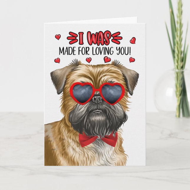 Brussels Griffon Dog Made for Loving You Valentine Holiday Card (Front)