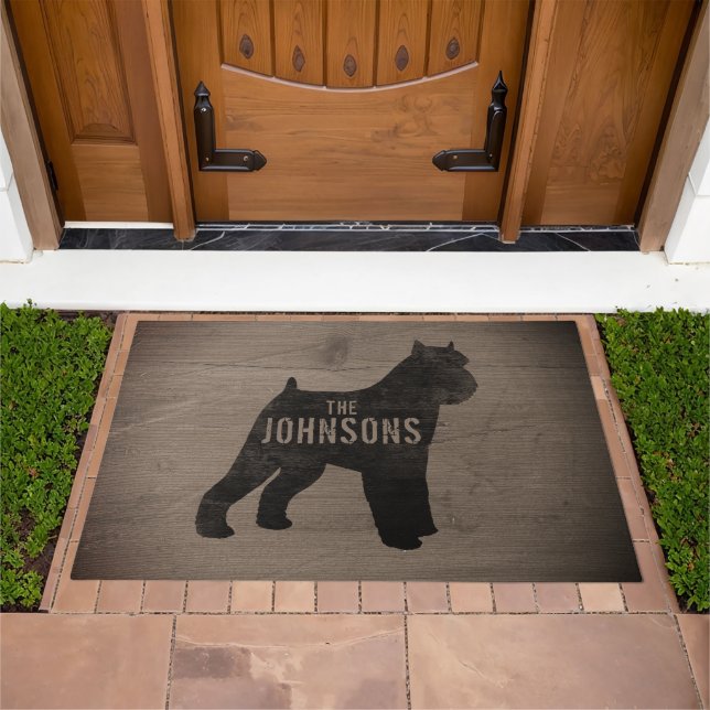 Brussels Griffon Dog Silhouette Weathered Custom Doormat (Outdoor)
