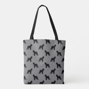 Brussels Griffon Dog Silhouettes Grey and Black Tote Bag