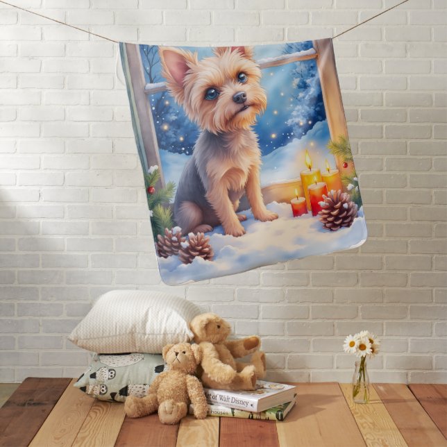 Brussels Griffon Frosted Window Christmas Art Baby Blanket (In Situ)