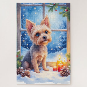 Brussels Griffon Frosted Window Christmas Art Jigsaw Puzzle