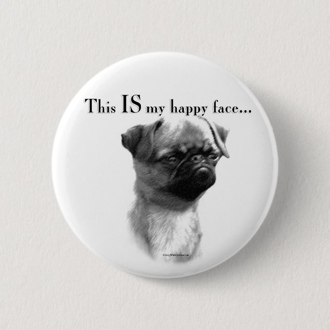 Brussels Griffon Happy Face Pinback Button (Front)