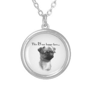 Brussels Griffon Happy Face Silver Plated Necklace
