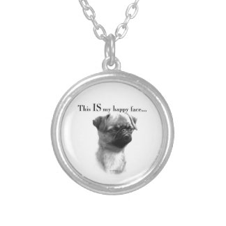 Brussels Griffon Happy Face Silver Plated Necklace