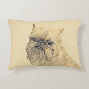 Brussels Griffon Painting - Cute Original Dog Art Accent Pillow