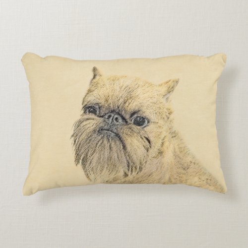 Brussels Griffon Painting _ Cute Original Dog Art Accent Pillow