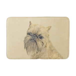 Brussels Griffon Painting - Cute Original Dog Art Bath Mat