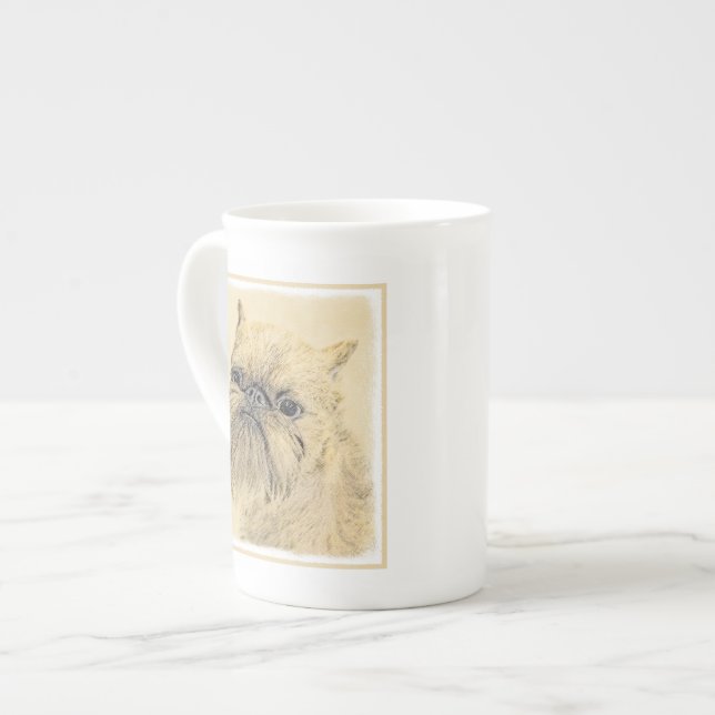 Brussels Griffon Painting - Cute Original Dog Art Bone China Mug (Front Left)