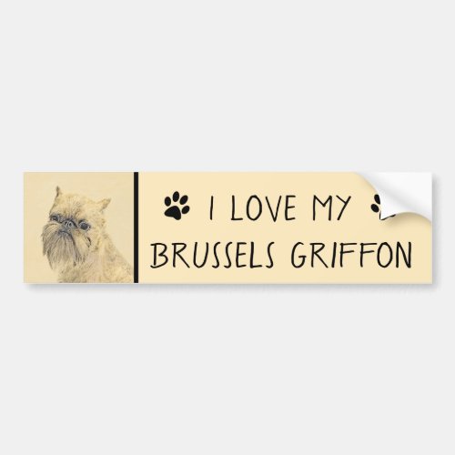 Brussels Griffon Painting _ Cute Original Dog Art Bumper Sticker