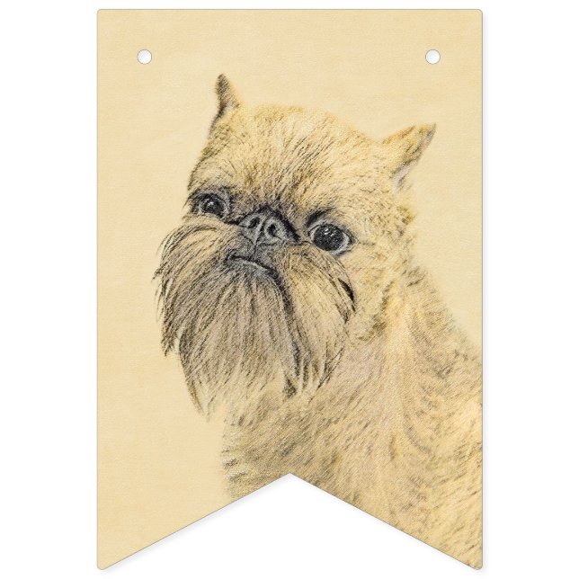 Brussels Griffon Painting - Cute Original Dog Art Bunting Flags (First Flag)