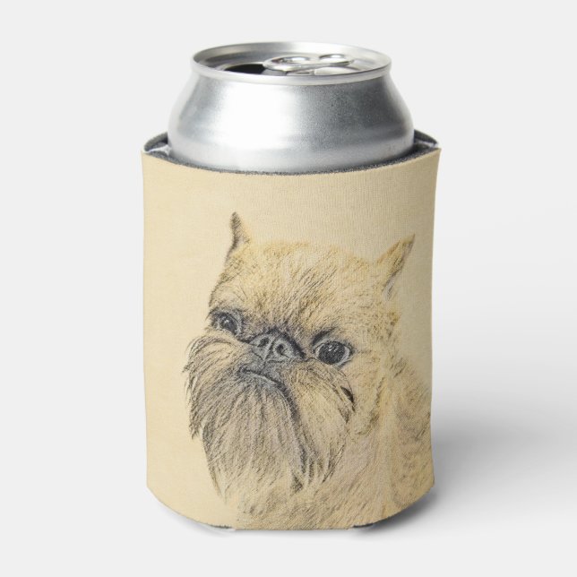 Brussels Griffon Painting - Cute Original Dog Art Can Cooler (Can Front)