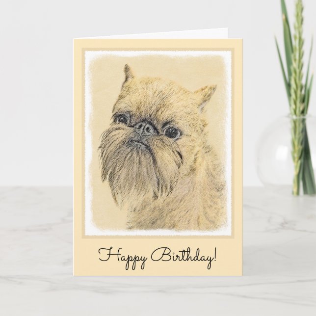 Brussels Griffon Painting - Cute Original Dog Art Card (Front)