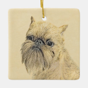 Brussels Griffon Painting - Cute Original Dog Art Ceramic Ornament