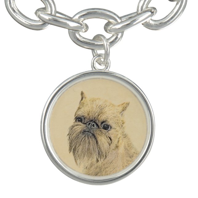 Brussels Griffon Painting - Cute Original Dog Art Charm Bracelet (Design)