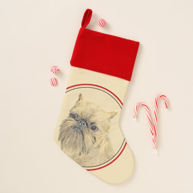 Brussels Griffon Painting - Cute Original Dog Art Christmas Stocking (Front)