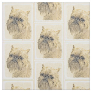 Brussels Griffon Painting - Cute Original Dog Art Fabric