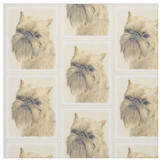 Brussels Griffon Painting - Cute Original Dog Art Fabric
