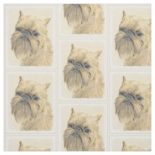 Brussels Griffon Painting - Cute Original Dog Art Fabric