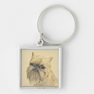 Brussels Griffon Painting - Cute Original Dog Art Keychain