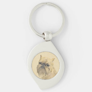 Brussels Griffon Painting - Cute Original Dog Art Keychain