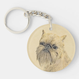 Brussels Griffon Painting - Cute Original Dog Art Keychain