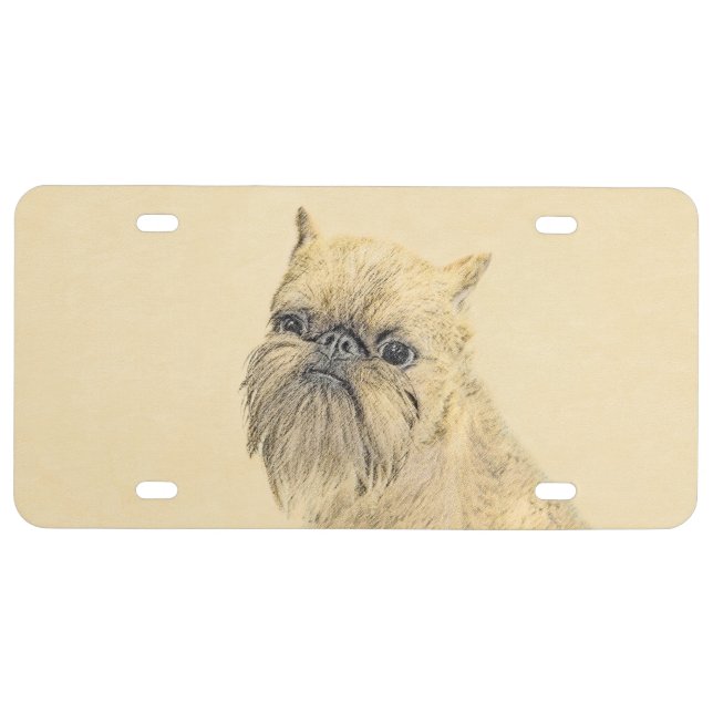 Brussels Griffon Painting - Cute Original Dog Art License Plate (Front)