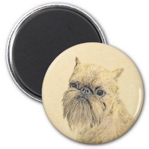 Brussels Griffon Painting - Cute Original Dog Art Magnet