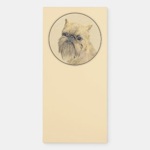 Brussels Griffon Painting - Cute Original Dog Art Magnetic Notepad