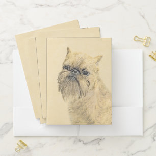 Brussels Griffon Painting - Cute Original Dog Art Pocket Folder