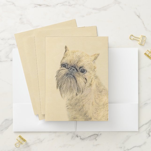 Brussels Griffon Painting - Cute Original Dog Art Pocket Folder (In Situ)