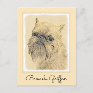 Brussels Griffon Painting - Cute Original Dog Art Postcard
